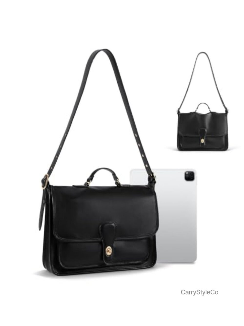 PU Leather Large Tote Work Bag Top Handle Crossbody Laptop Handbag